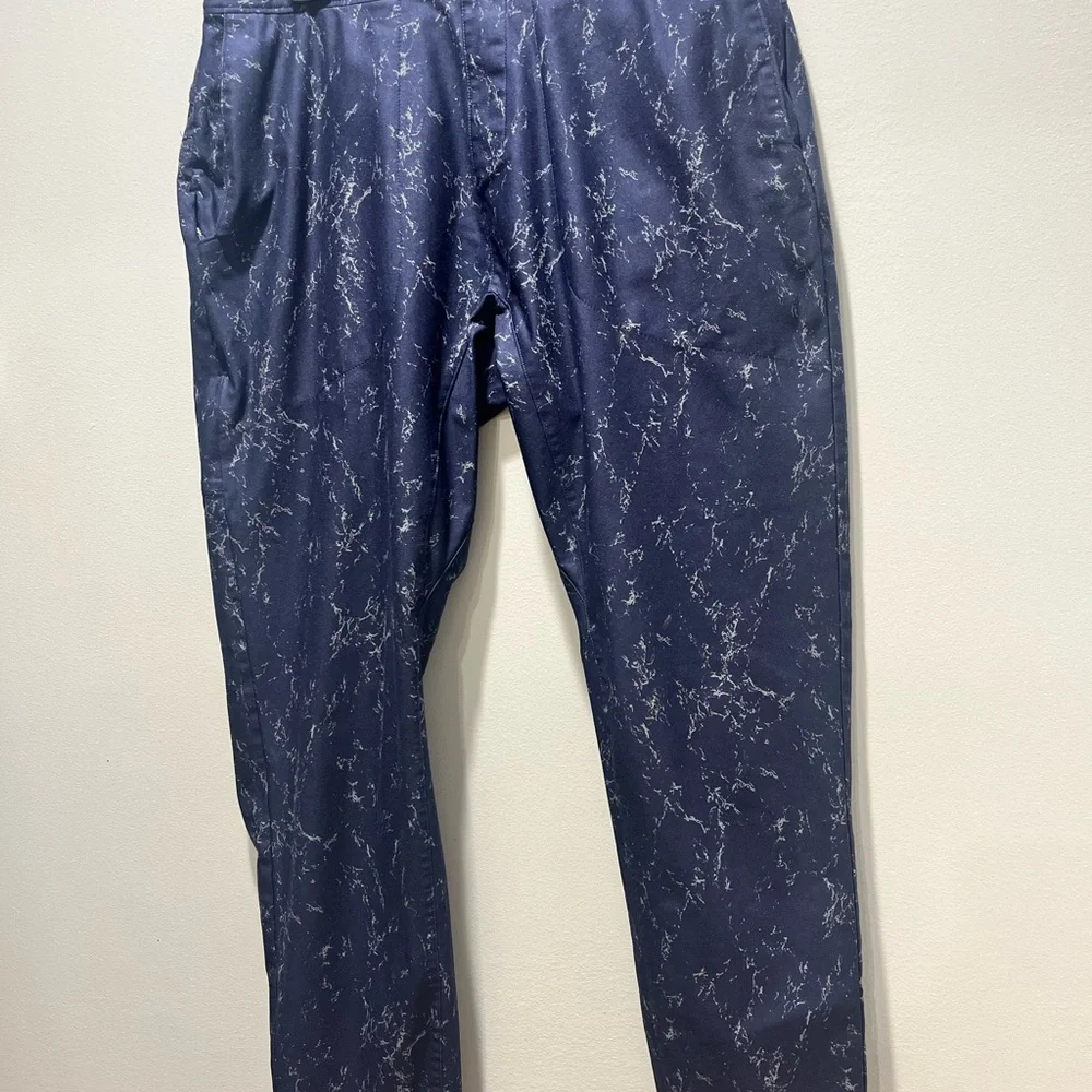Peter Millar Men's SZ Small Golf Atlas Marble Performance Pants Navy Blue Strech